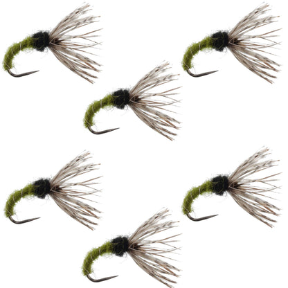 Olive Zebra Sakasa Kebari - 6 Tenkara Flies - Size 16