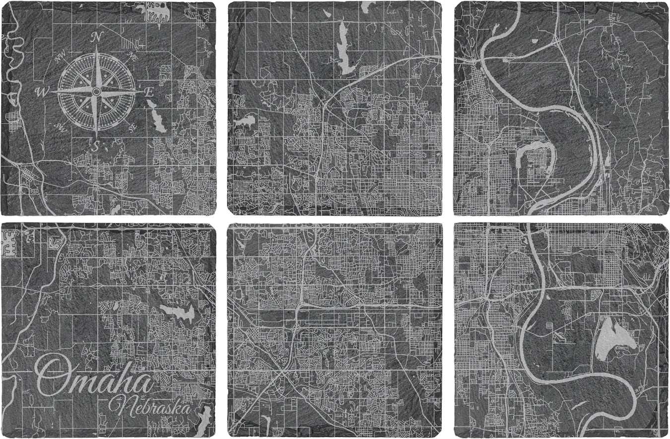 Omaha, Nebraska Square Slate Coaster