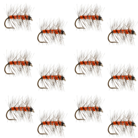Orange Asher Midge Trout Dry Fly - 12 Flies Size 18