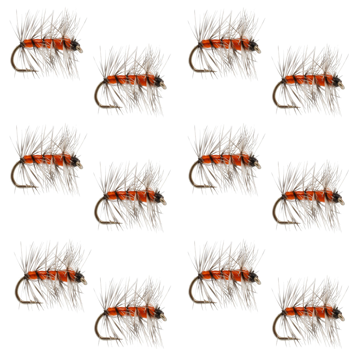 Orange Asher Midge Trout Dry Fly - 12 Flies Size 16