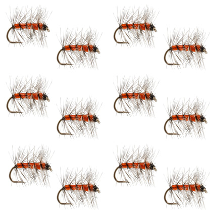 Orange Asher Midge Trout Dry Fly - 12 Flies Size 20