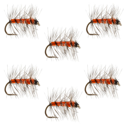 Orange Asher Midge Trout Dry Fly - 6 Flies Size 16