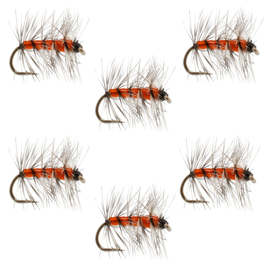 Orange Asher Midge Trout Dry Fly - 6 Flies Size 16