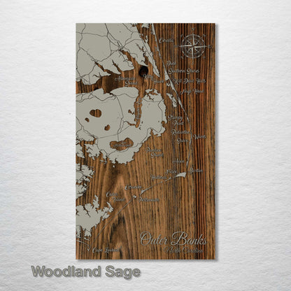 Outer Banks, North Carolina Whimsical Map