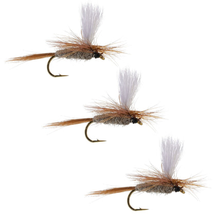 3 Pack Hares Ear Parachute Classic Dry Fly - Hook Size 12