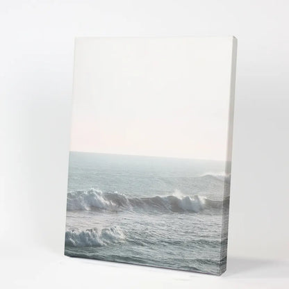 Pink Sunset and Ocean Waves Print. Coastal Wall Art