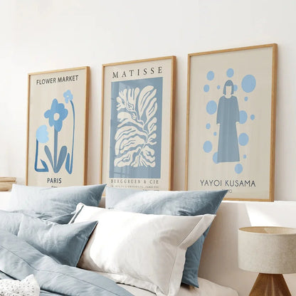 Modern Y2k Style Set of 3 Posters. Pastel Blue