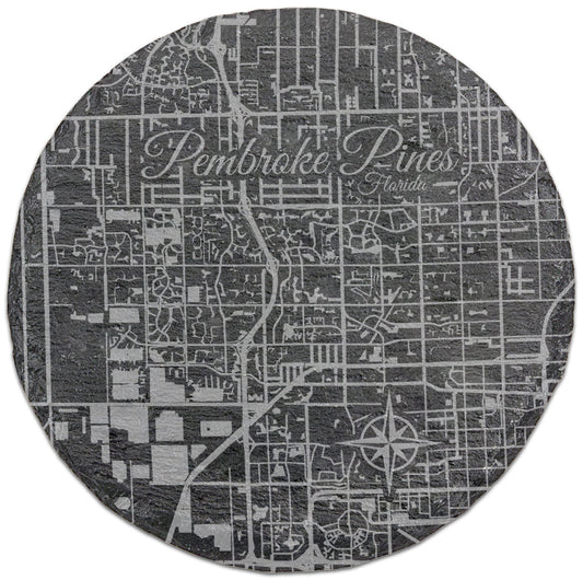 Pembroke Pines, Florida Round Slate Coaster