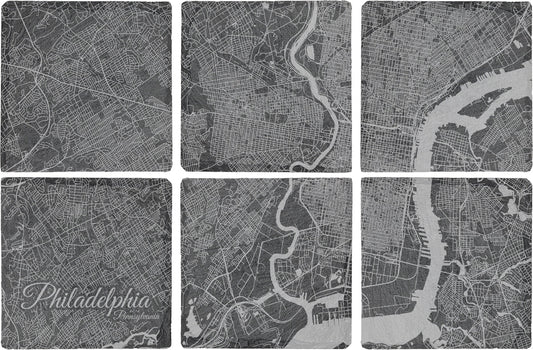 Philadelphia, Pennsylvania Square Slate Coaster