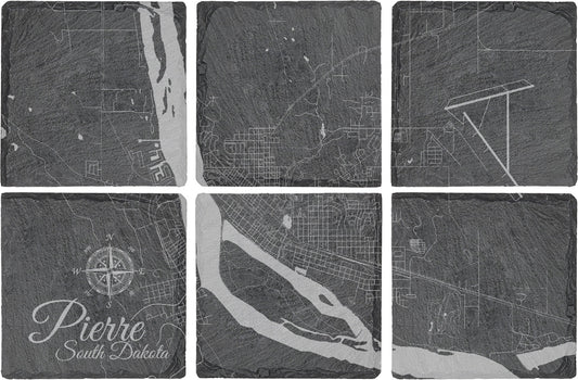 Pierre, South Dakota Square Slate Coaster