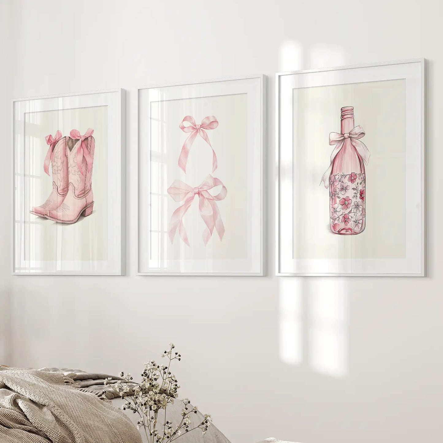 Cowgirl Boots Preppy Modern Wall Art Poster Set