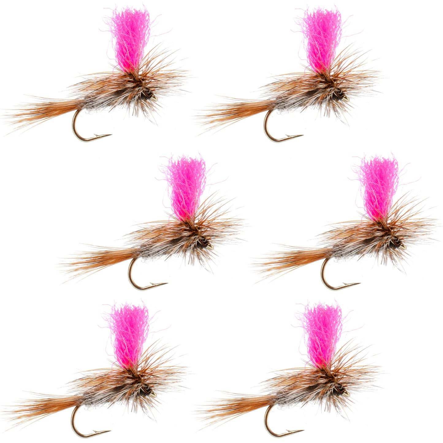 Adams Hi-Viz Parachute Classic Dry Fly - 6 Flies Hook Size 16
