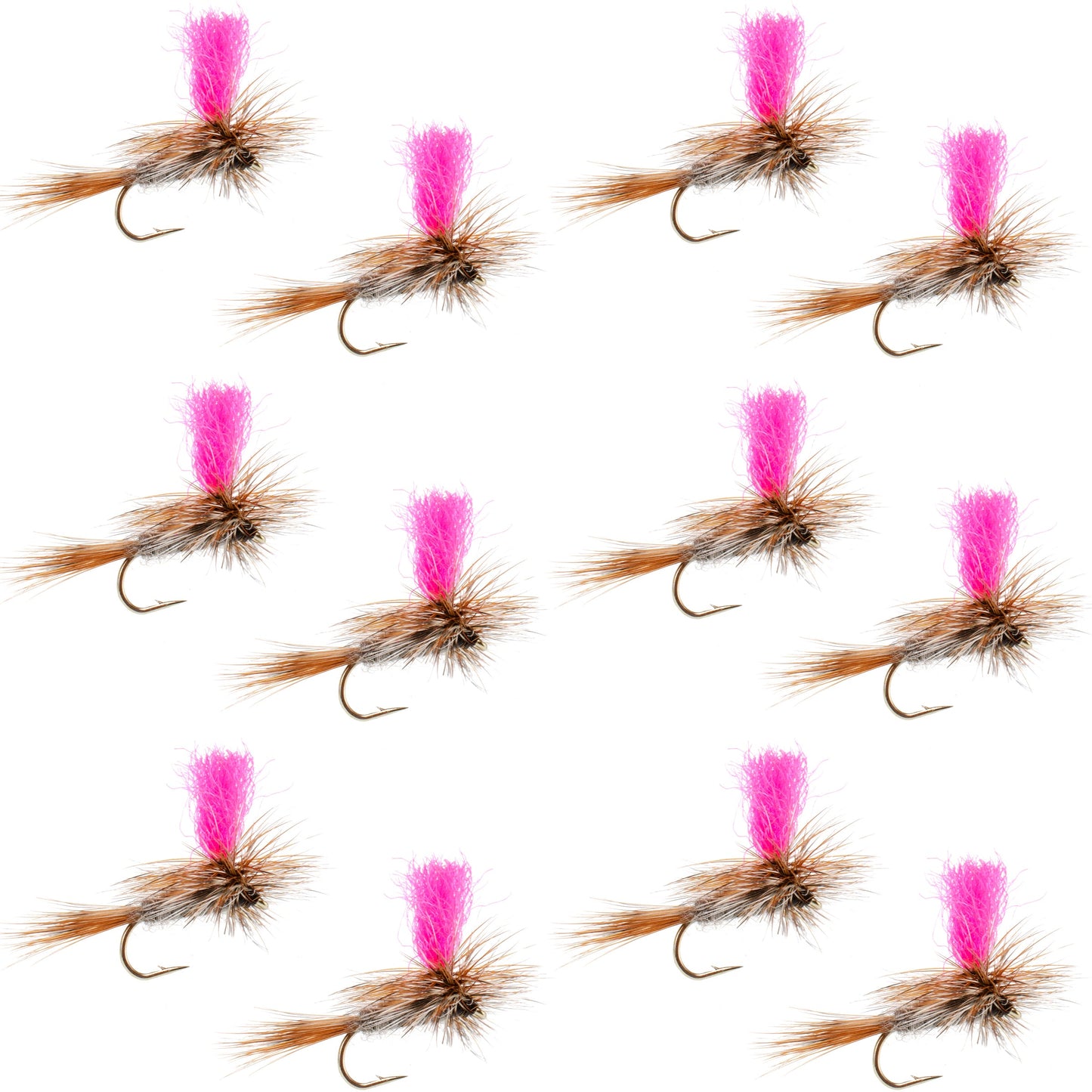 Adams Hi-Viz Parachute Classic Dry Fly - 12 Flies Hook Size 20