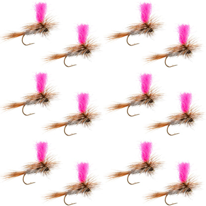 Adams Hi-Viz Parachute Classic Dry Fly - 12 Flies Hook Size 20