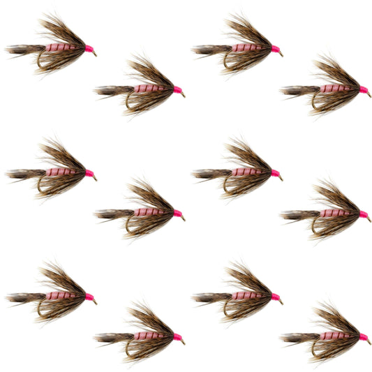 Fall Soft Hackle Grouse and Pink Wet Fly - 12 Flies Size 8