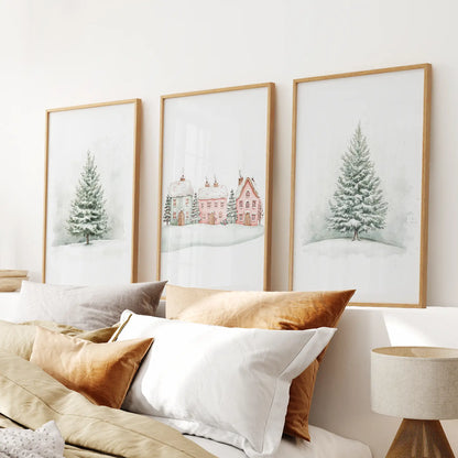 Winter Evergreen Tree Xmas Decor Wall Art Posters