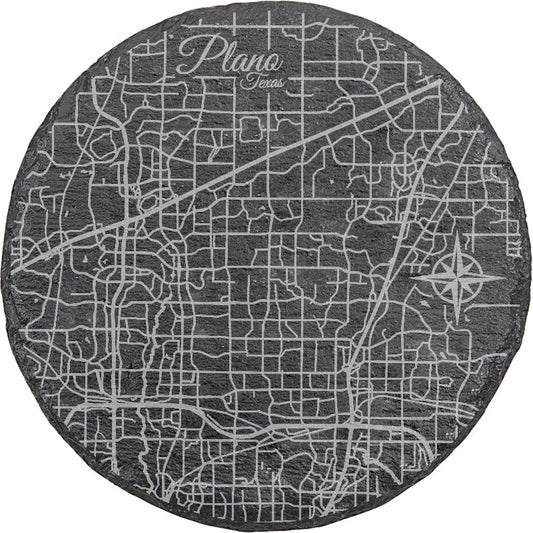 Plano, Texas Round Slate Coaster
