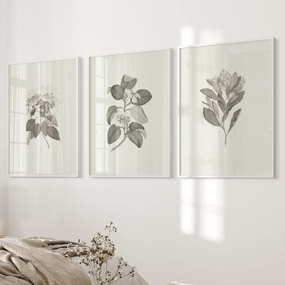 Antique Floral Prints 3 Piece Wall Art Decor