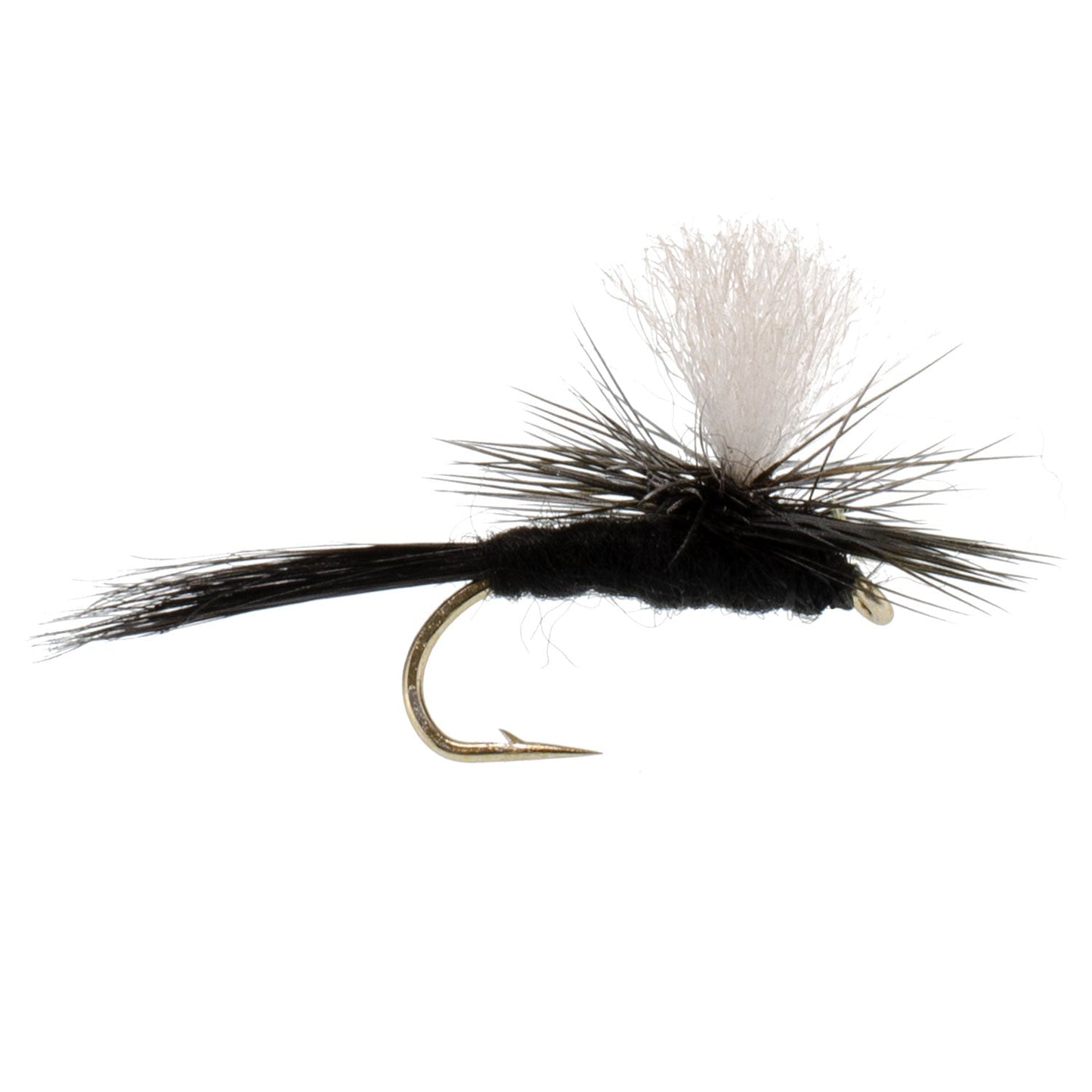Parachute Black Gnat Classic Dry Fly - 12 Flies Size 12