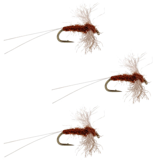 3 Pack Poly Wing Rusty Spinner Mayfly Flies Hook Size 14