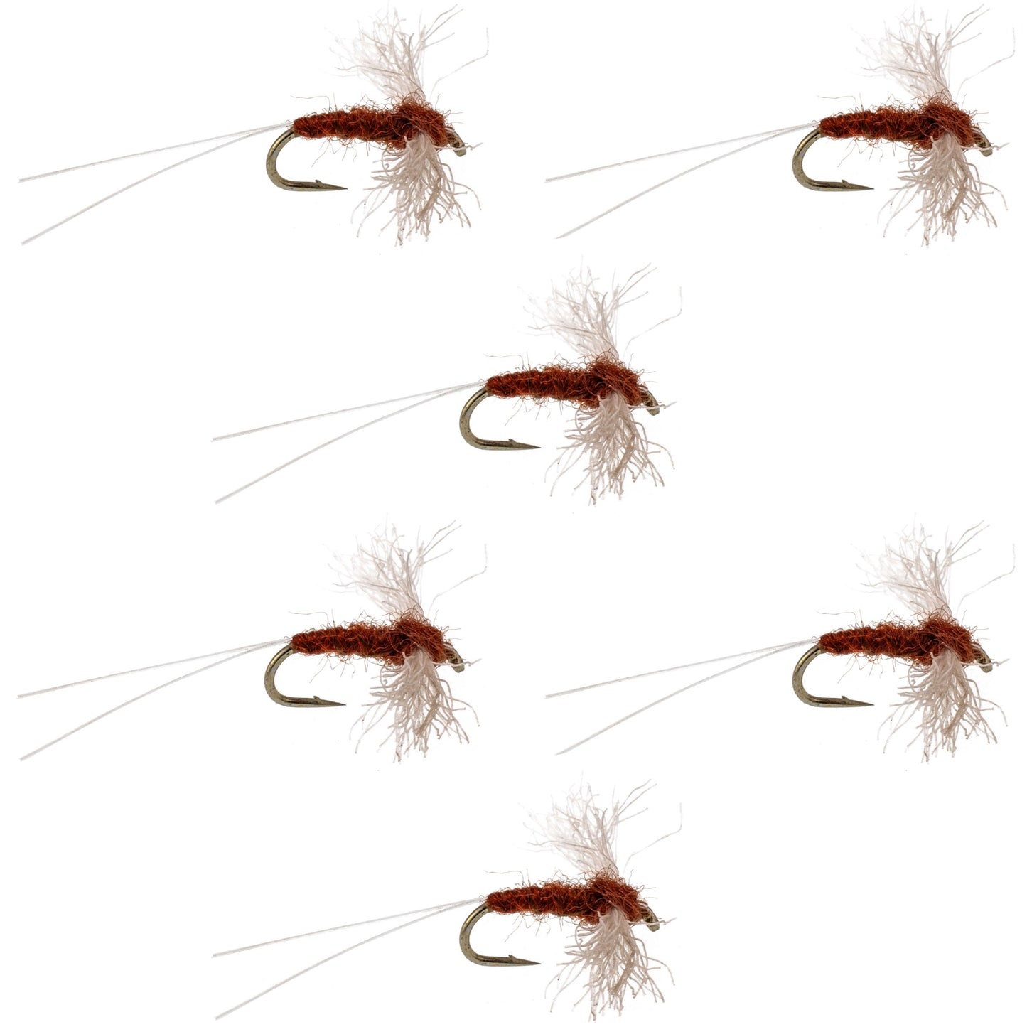 Poly Wing Rusty Spinner Mayfly 6 Flies Hook Size 22