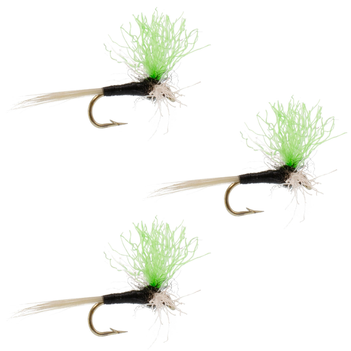 3 Pack Trico Spinner High Visibility Green Post Hook Size 18