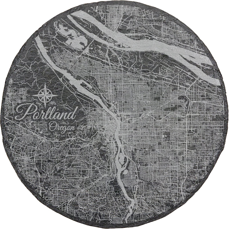 Portland, Oregon Round Slate Coaster