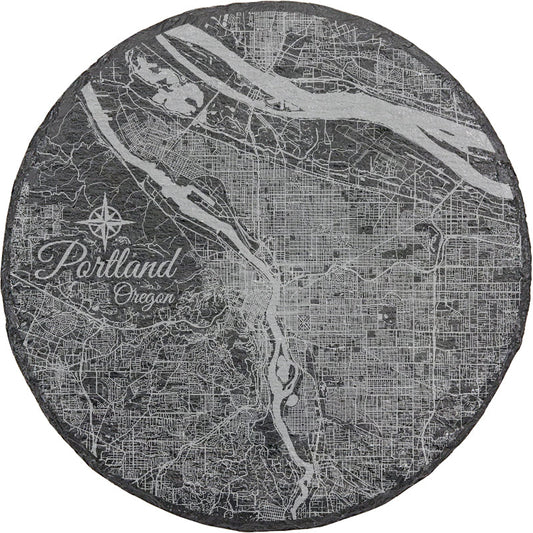 Portland, Oregon Round Slate Coaster