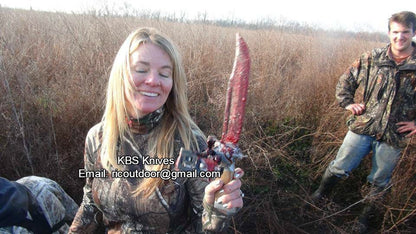 Rambo Knife – Handmade 17" Damascus Steel Blade with Blood Groove & Rosewood Handle