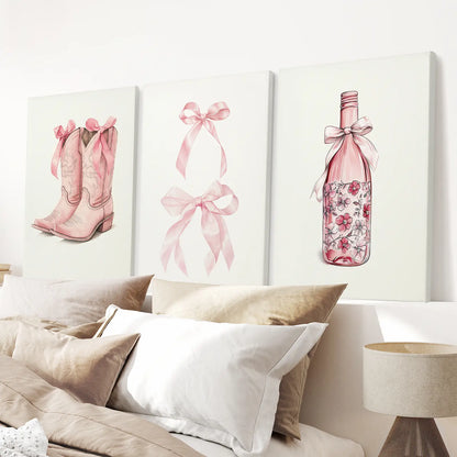 Cowgirl Boots Preppy Modern Wall Art Poster Set