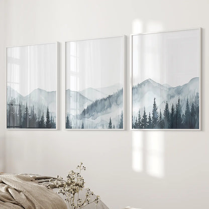 Watercolor Mountain Landscape Wall Art Posters