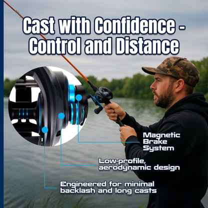 Reaction Tackle Baitcasting Fishing Reel – ProSpin Edition - 6.8:1 Gear Ratio - NEW