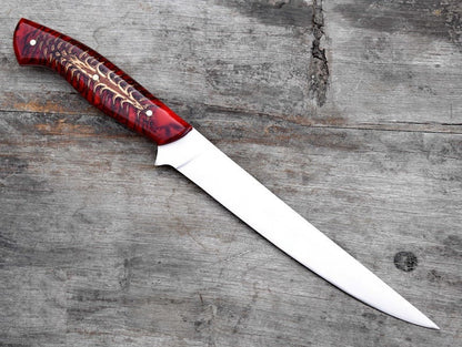 Professional Fillet Knife – 13" with Red Epoxy Resin Handle