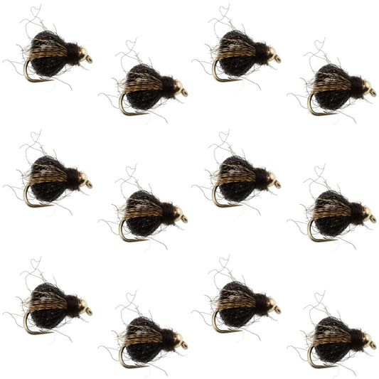 Bead Head LaFontaine Black Deep Sparkle Caddis Pupa - 12 Flies Size 16