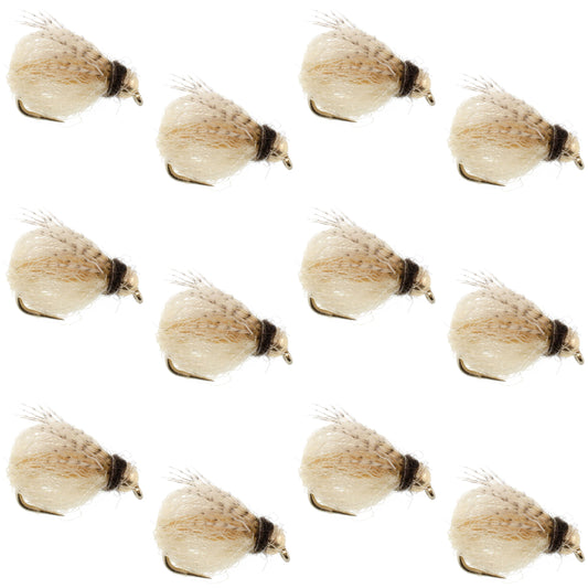 Bead Head LaFontaine Tan Deep Sparkle Caddis Pupa - 1 Dozen Flies Hook Size 12