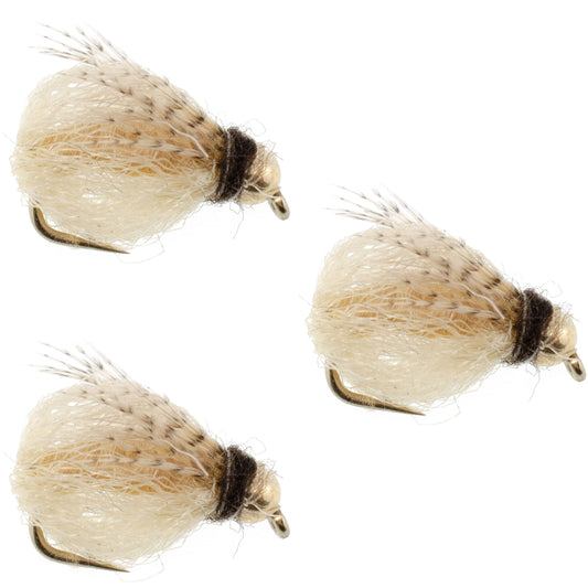 3 Pack Bead Head LaFontaine Tan Deep Sparkle Caddis Pupa - Hook Size 14