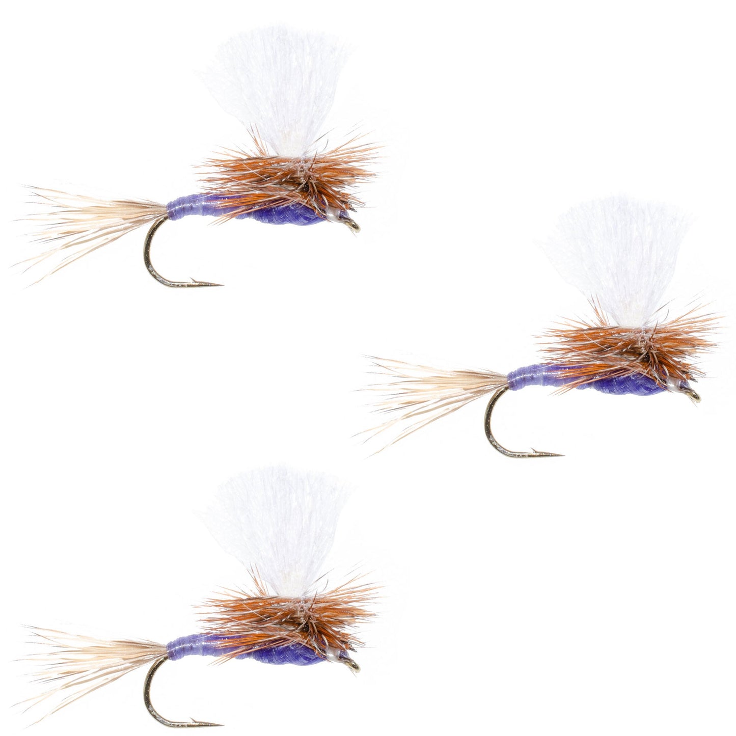 3 Pack Parachute Purple Haze Dry Fly - Size 16