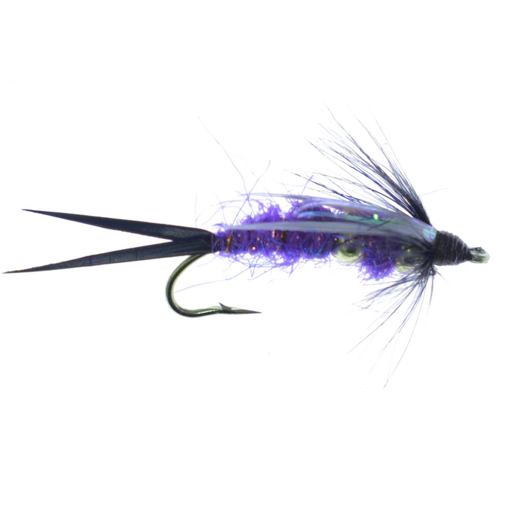 3 Pack Double Bead Purple Psycho Prince Nymph Fly - Size 10