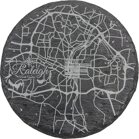 Raleigh, North Carolina Round Slate Coaster