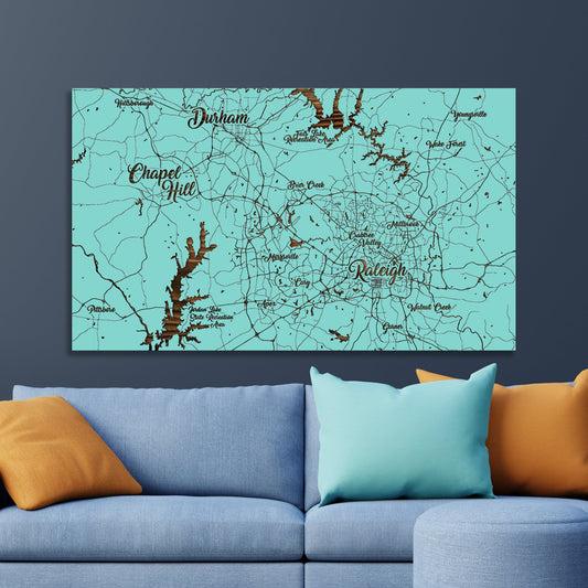 Raleigh, North Carolina Whimsical Map