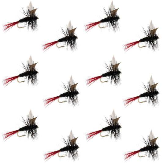 Red-Tailed Black Gnat Classic Dry Fly - 12 Flies Size 18