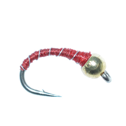 Bead Head Red Zebra Midge Still Water Nymph 1 Dozen Flies Hook Size 20