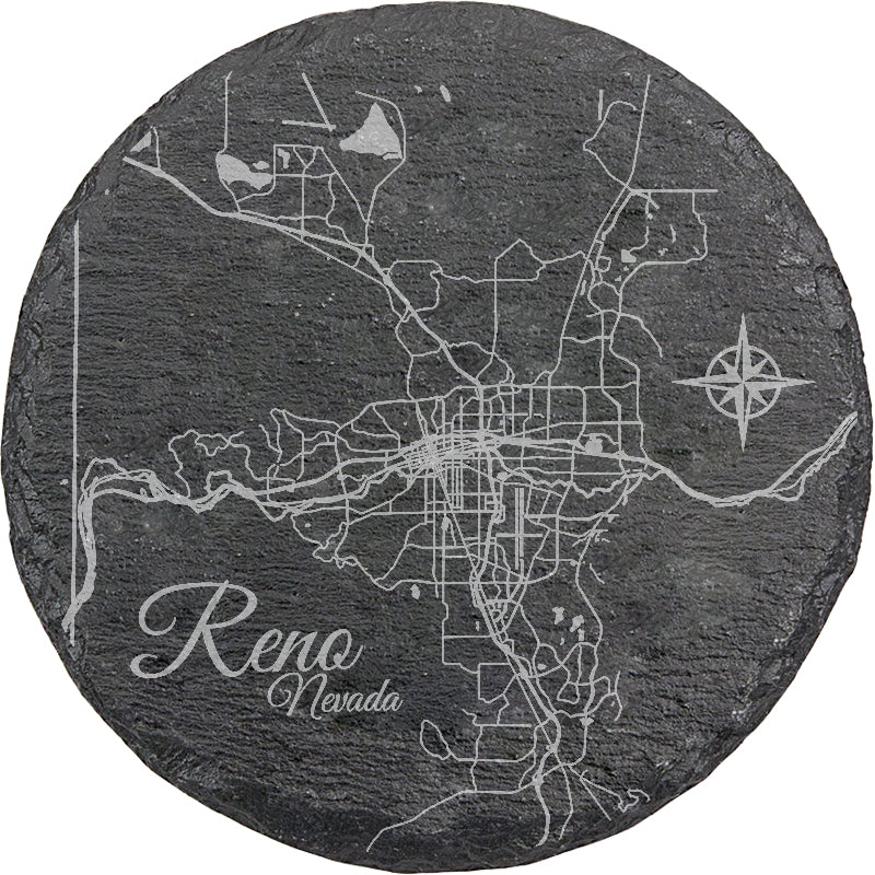 Reno, Nevada Round Slate Coaster