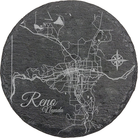Reno, Nevada Round Slate Coaster