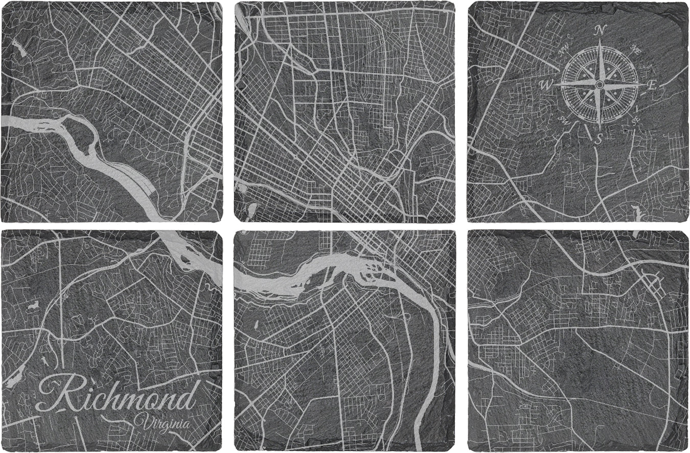 Richmond, Virginia Square Slate Coaster