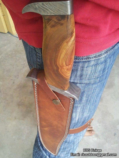 Rambo Knife – Handmade 17" Damascus Steel Blade with Blood Groove & Rosewood Handle