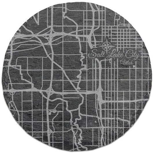 Salt Lake City, Utah Round Slate Coaster