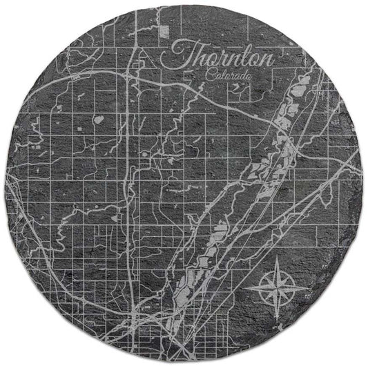 Thornton, Colorado Round Slate Coaster