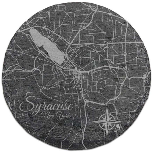 Syracuse, New York Round Slate Coaster