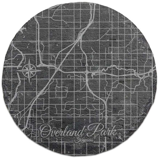 Overland Park, Kansas Round Slate Coaster